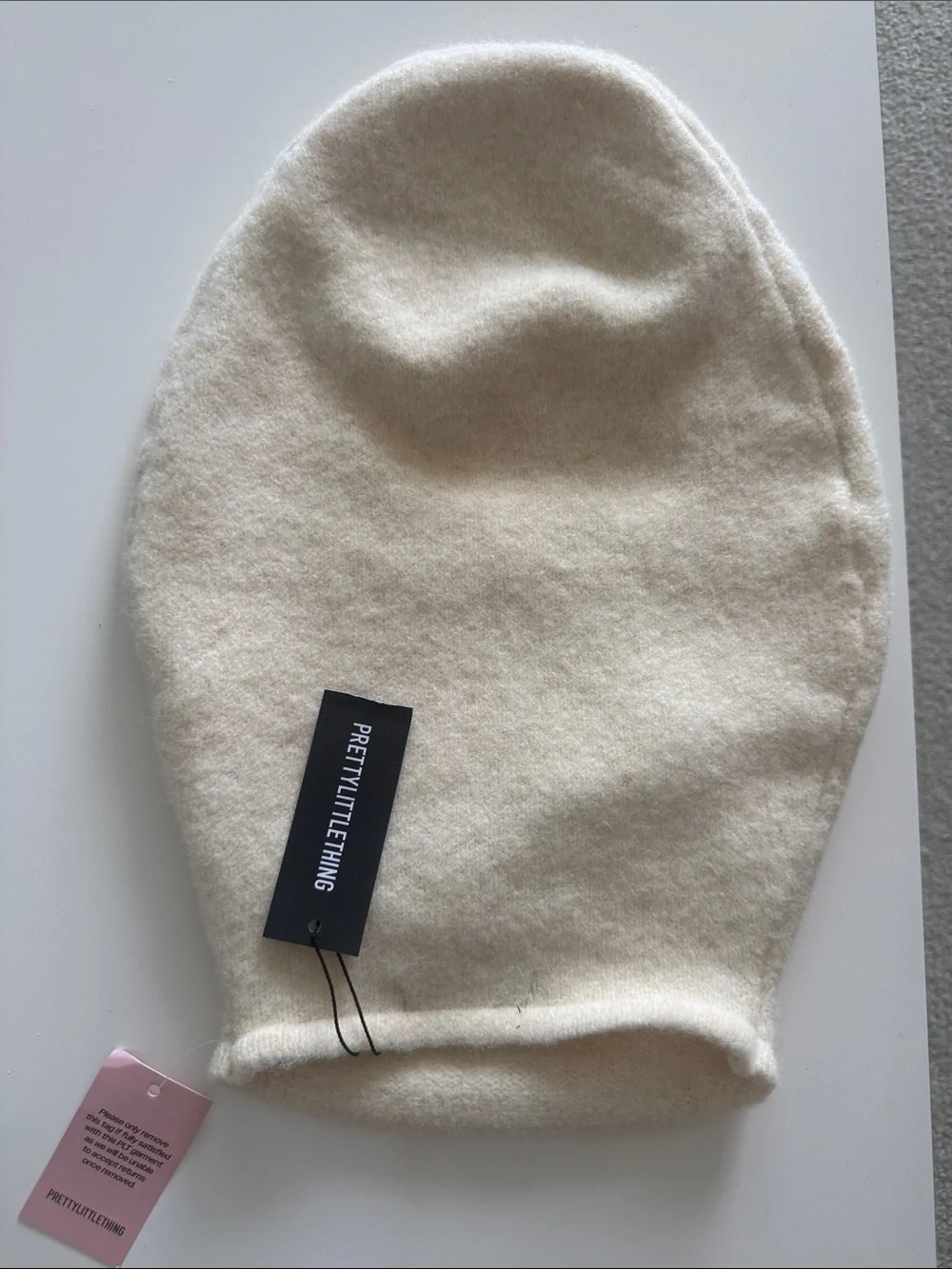 PrettyLittleThing Cream Knit Balaclava